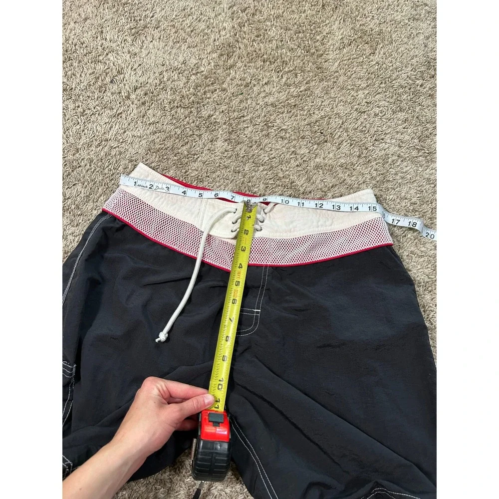 Vintage Y2K OP Board Shorts Swim Trunks 32 Black White Red 2000s Surf Beach